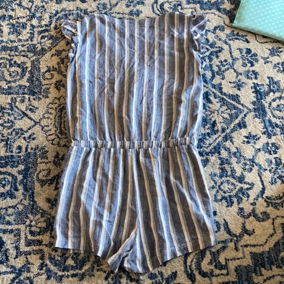 Cloth & stone linen blue striped romper - Picture 7 of 7